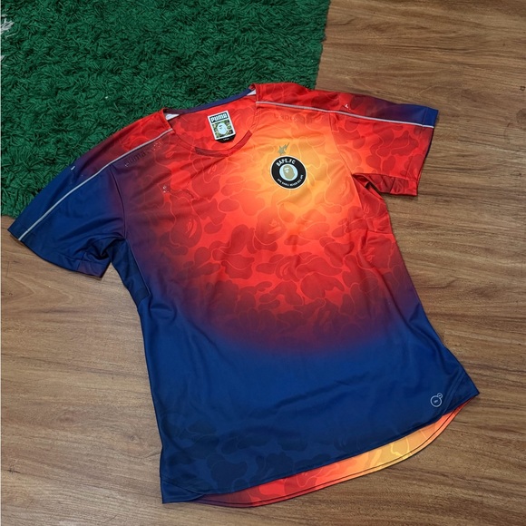 Puma Other - BAPE x PUMA BAPE FC Soccer Jersey – Red / Navy Camo – Large – PreOwned